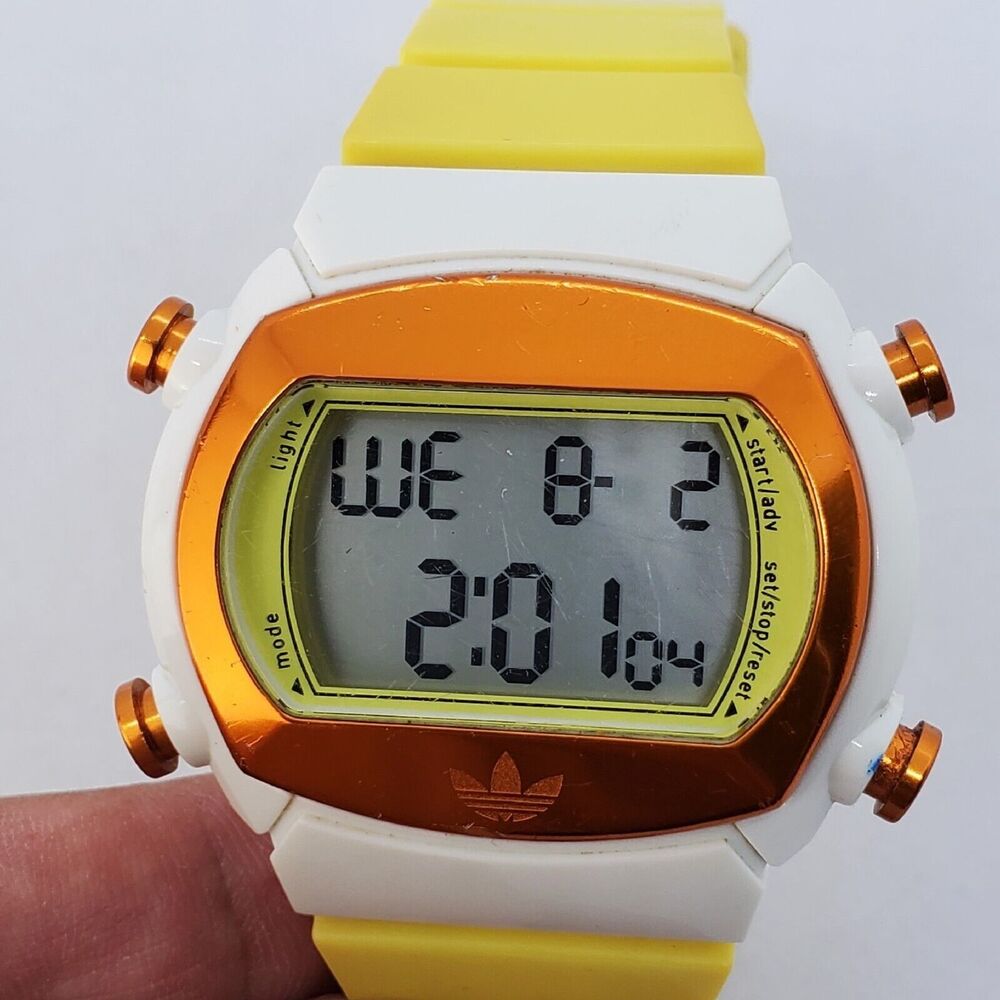 Adidas Originals 44MM Men Digital Watch Multicolor Case Yellow Bands New Battery